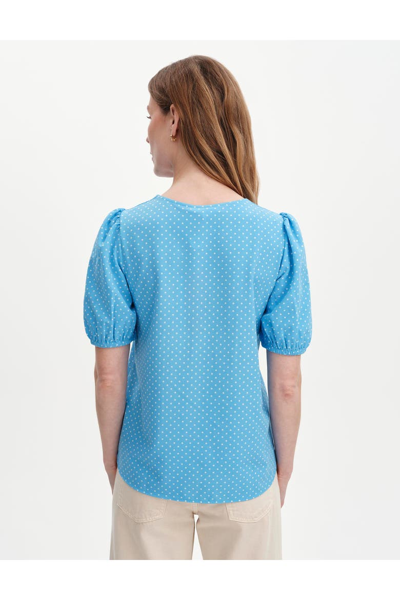 Fleur Short Sleeve Button Through Top, Alternate, color, Blue Spot