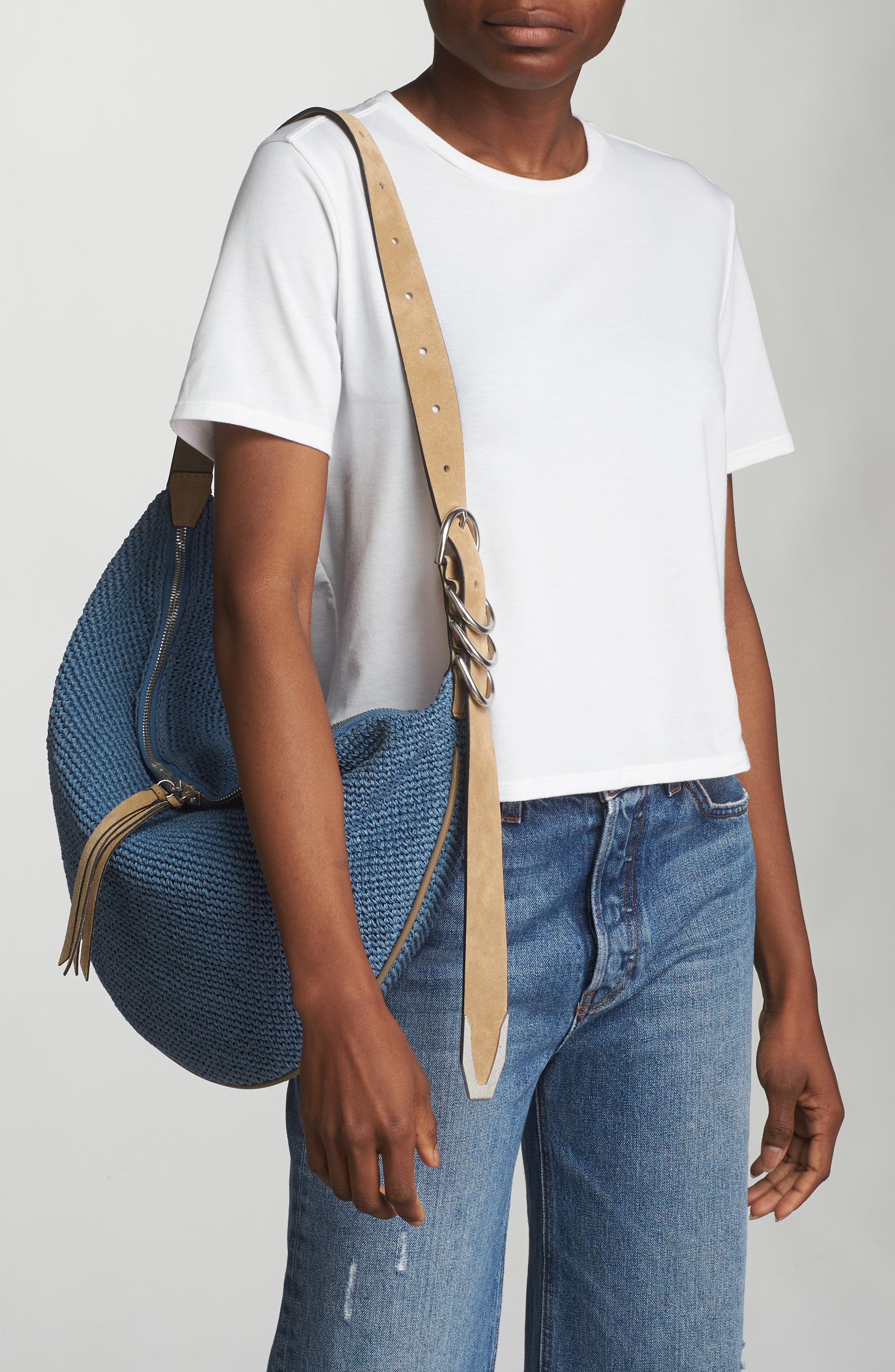 Spire Straw Hobo Bag, Alternate, color, DENIM BLUE