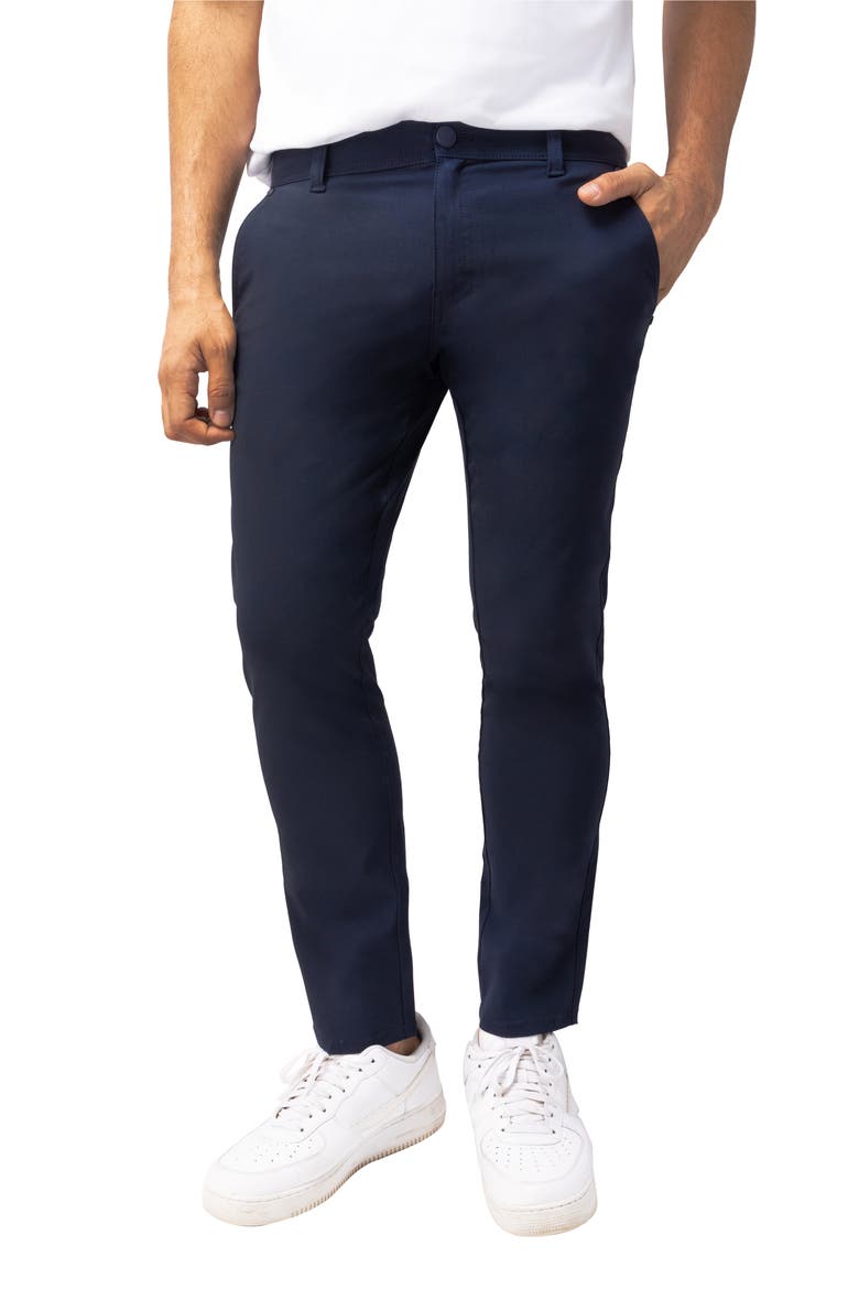 Hidden Zip Pocket Twill Trousers, Alternate, color, NAVY