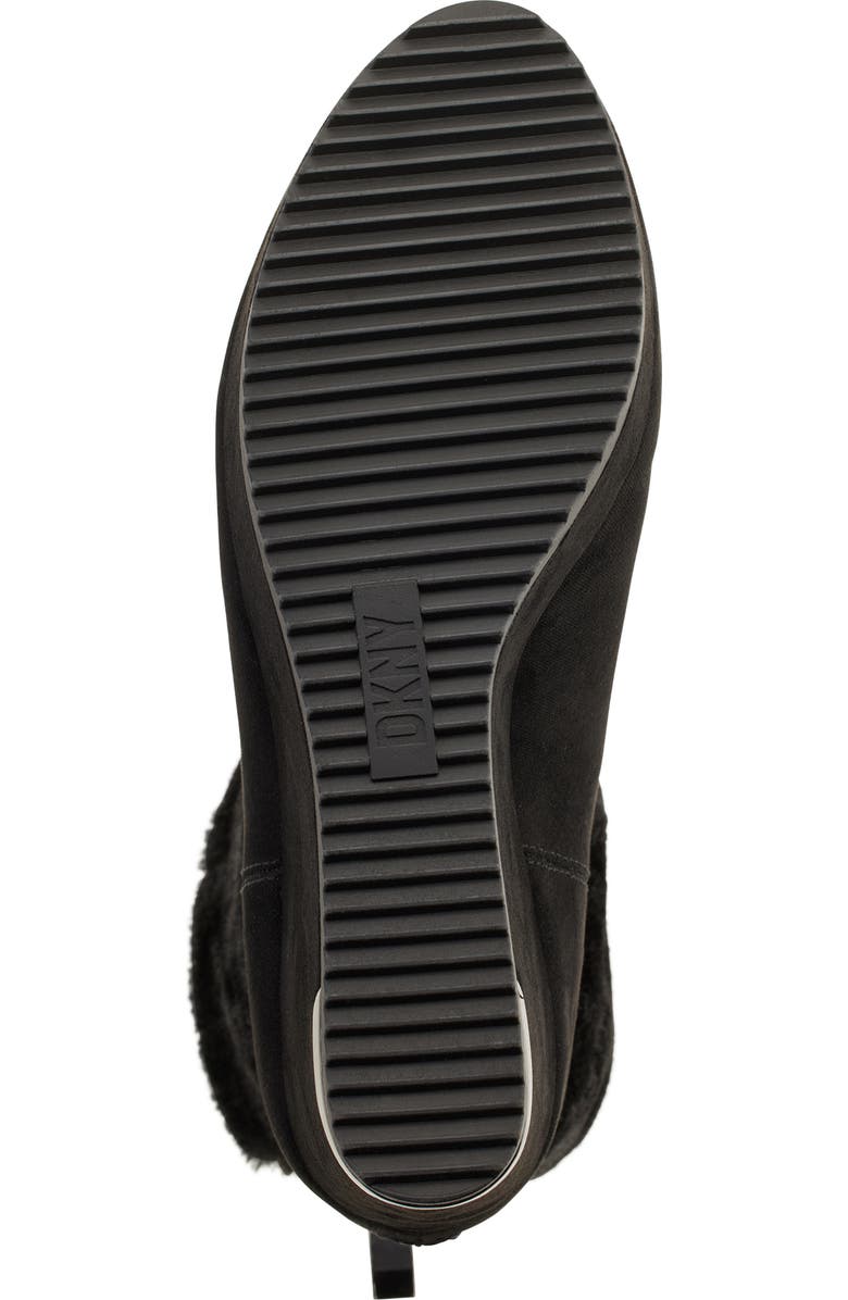 DKNY Nadra Faux Fur Cuff Wedge Bootie, Alternate, color, Black