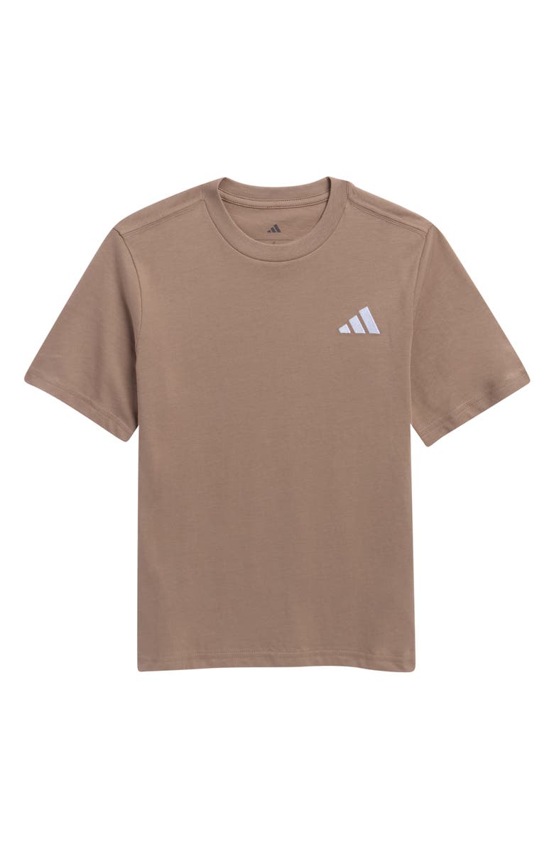 adidas Kids' Embroidered Logo Cotton T-Shirt, Main, color, Chalky Brown