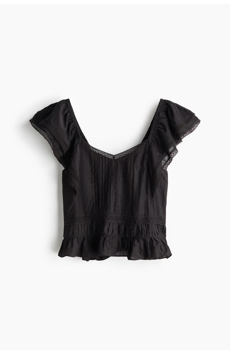 H&M Lace-trimmed Blouse, Main, color, Black
