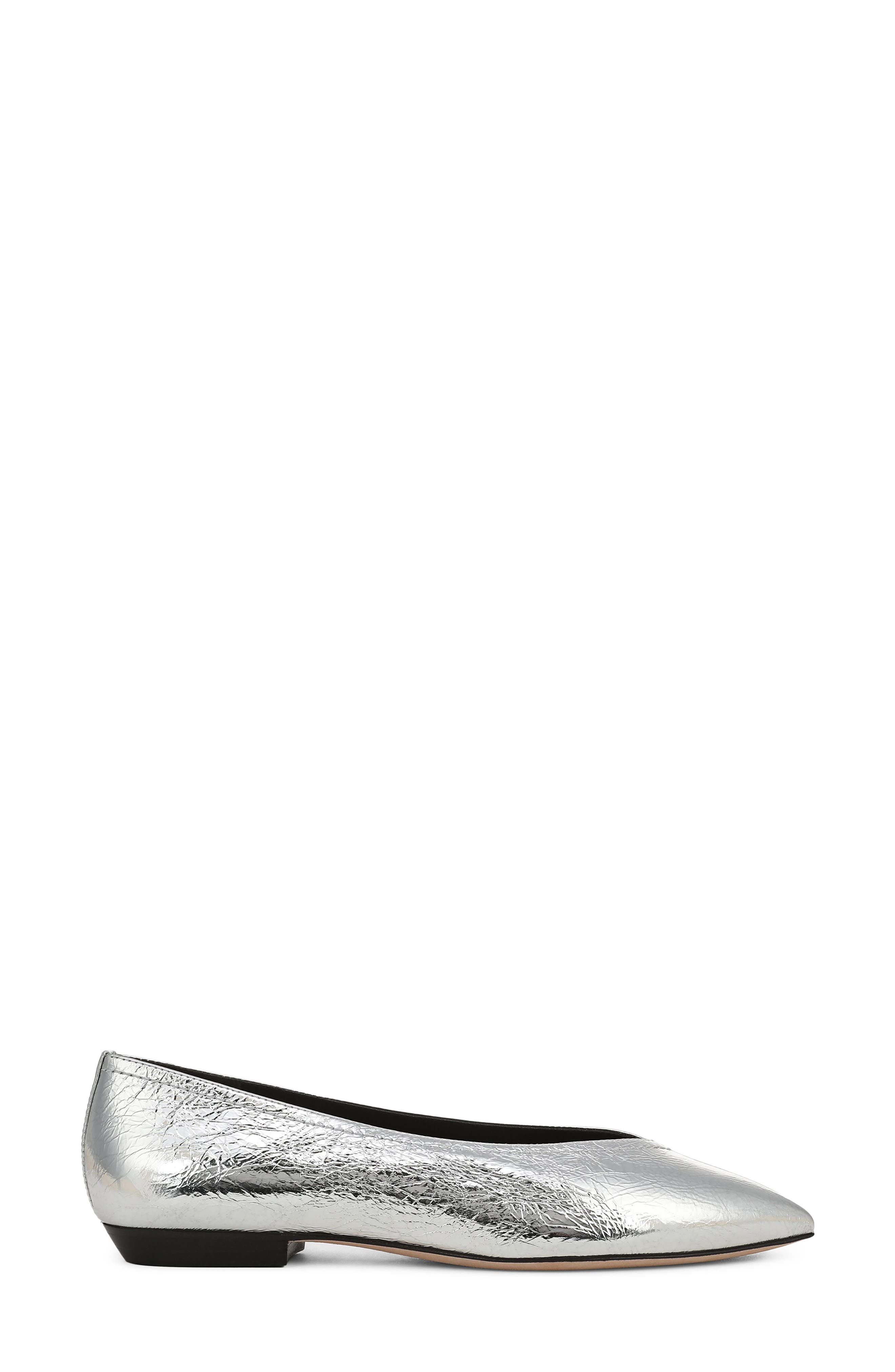 Veronica Beard Bancroft Pointed Toe Flat, Alternate, color, Silver