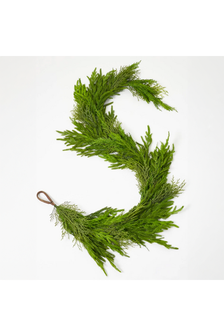 Deluxe Real Touch Winter Greenery with Cypress, Norfolk & Pine Christmas Mantel Garland, Main, color, Green 12ft