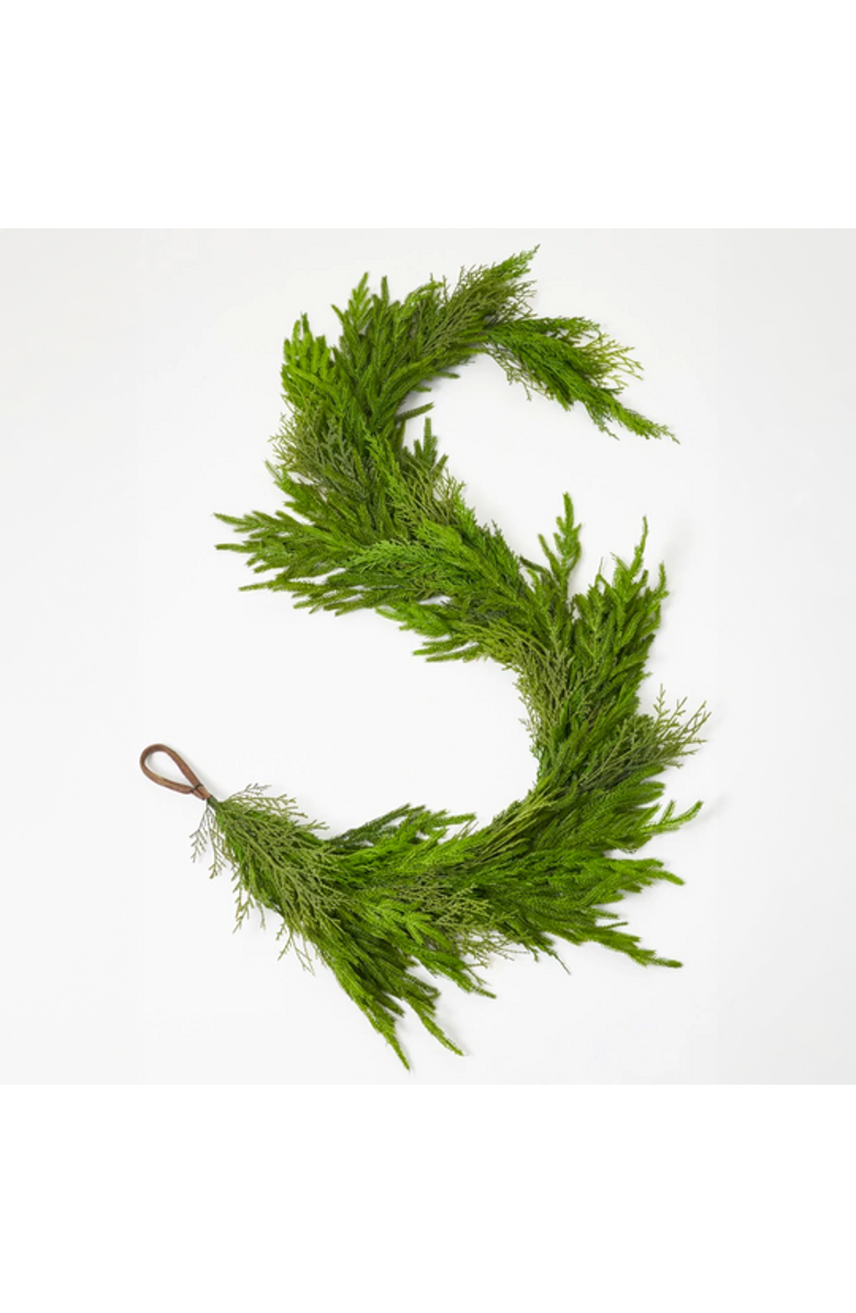 Darby Creek Trading Deluxe Real Touch Winter Greenery with Cypress, Norfolk & Pine Christmas Mantel Garland, Main, color, Green 12Ft