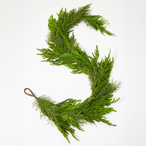 Deluxe Real Touch Winter Greenery with Cypress, Norfolk & Pine Christmas Mantel Garland