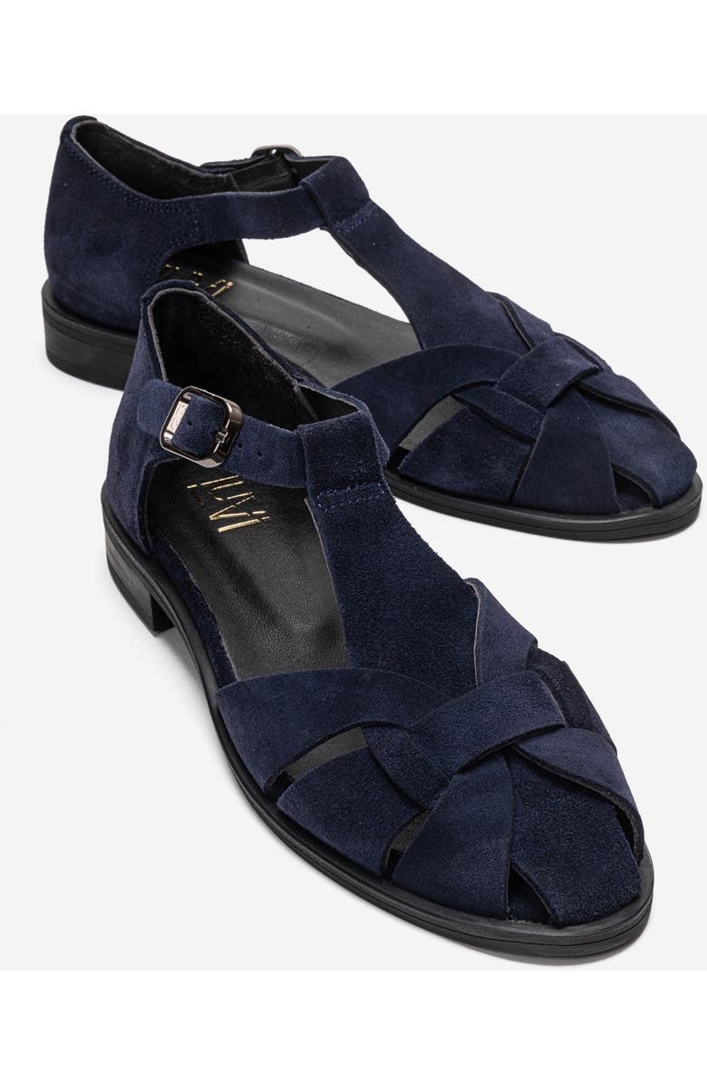 Forever & Always Shoes Dexara Leather Sandal, Main, color, Navy Suede