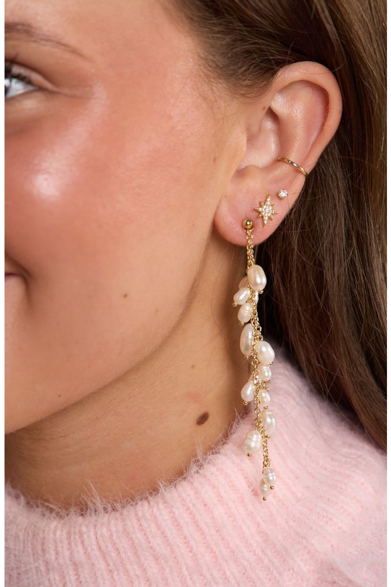 Pearl Cascade Drop Stud Earrings, Alternate, color, Pearl