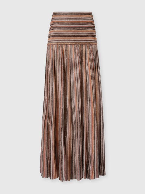 Long Skirt In Ribbed Viscose Lamé Blend