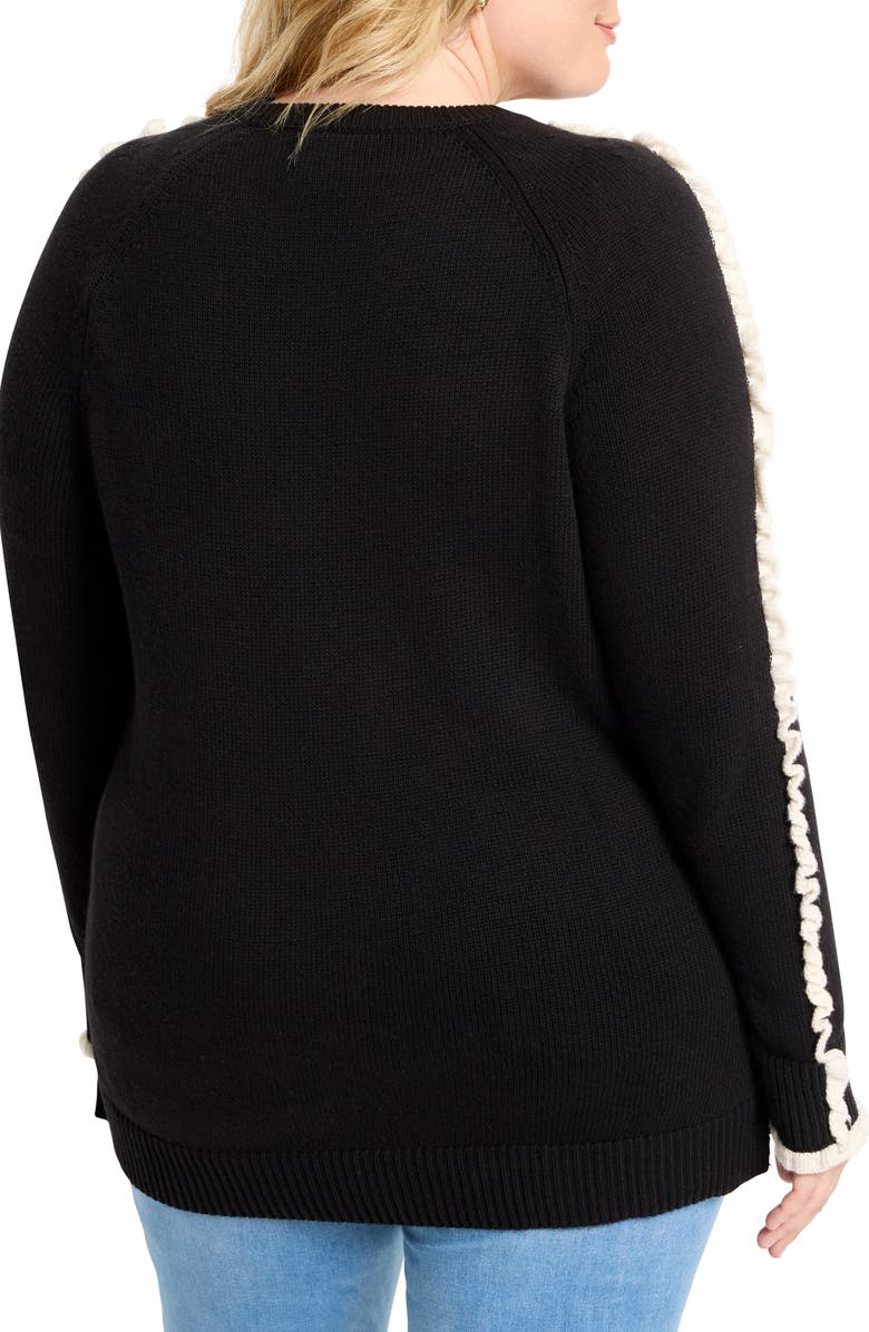 NIC+ZOE Ruffle Trim Sweater, Alternate, color, Black Onyx
