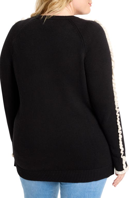 Nic + Zoe Nic+zoe Ruffle Trim Sweater In Black