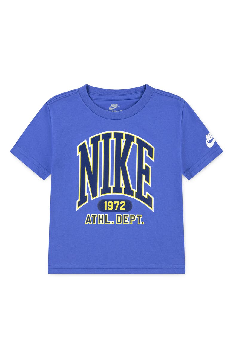 Nike Kids' Giant Varsity Logo Graphic T-Shirt, Main, color, Comet Blue