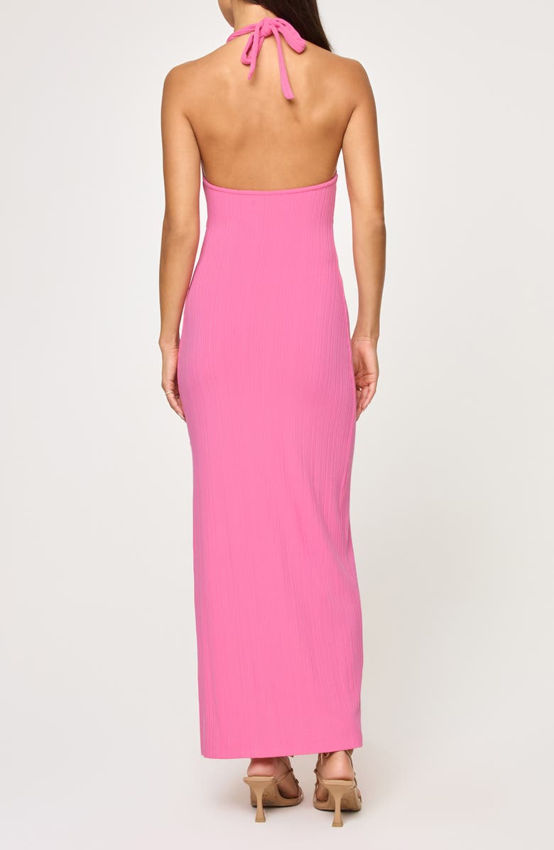 LSPACE Skye Halter Rib Cover-Up Maxi Dress, Alternate, color, Bubblegum Pink