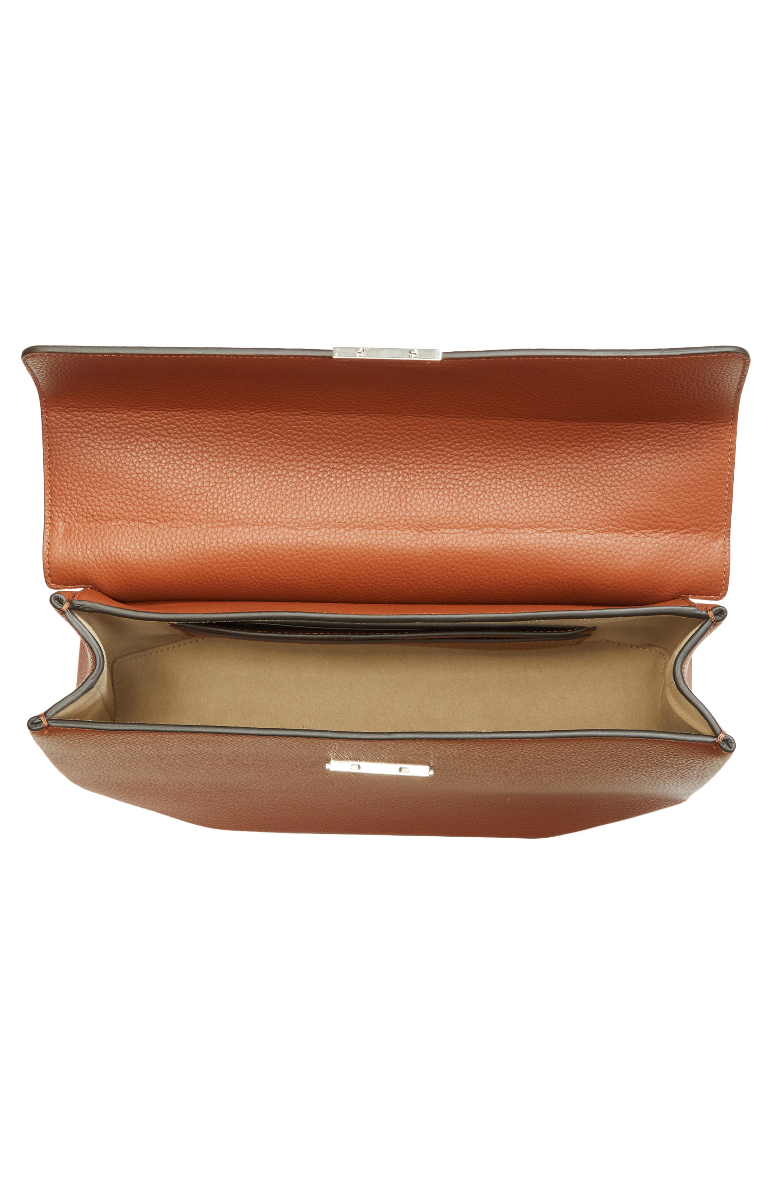 TOTEME T-Lock Grained Leather Top Handle Bag, Alternate, color, Sienna