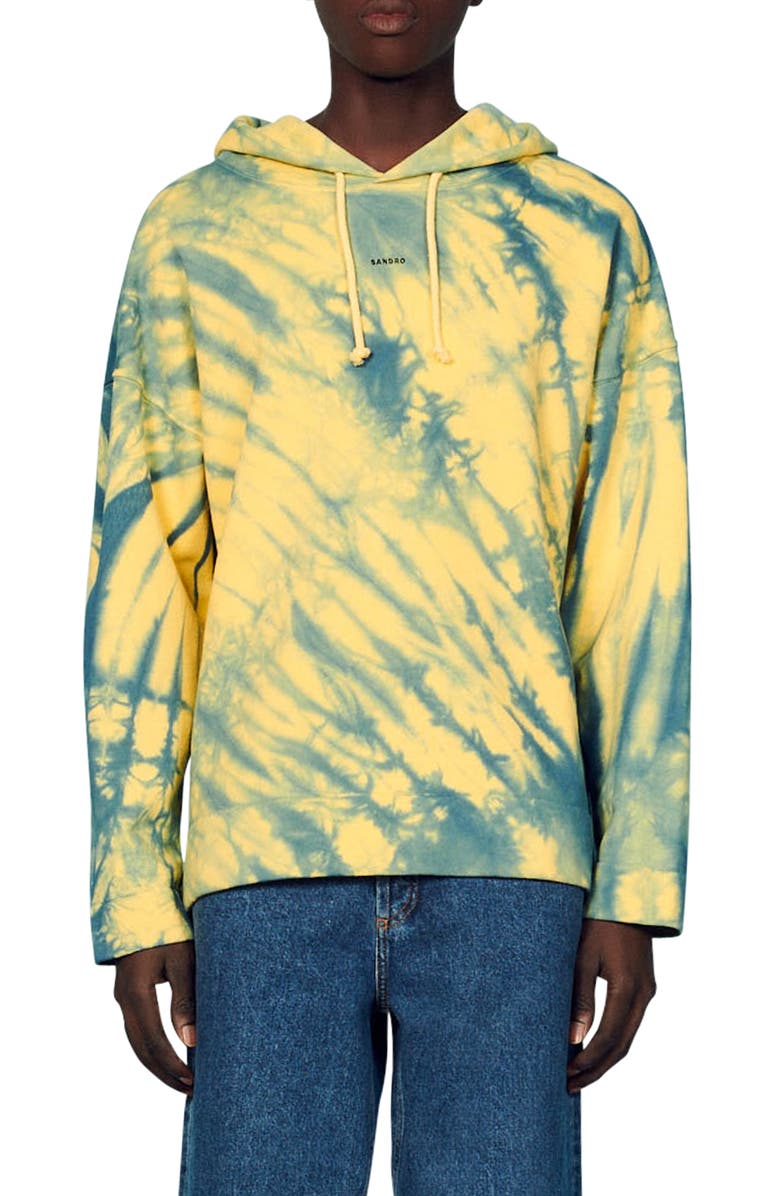 SANDRO Tie Dye Cotton Hoodie, Main, color, 
