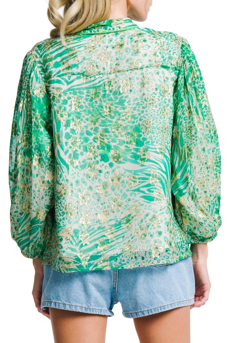 Bari Metallic Star Top, Alternate, color, GREEN MULTI