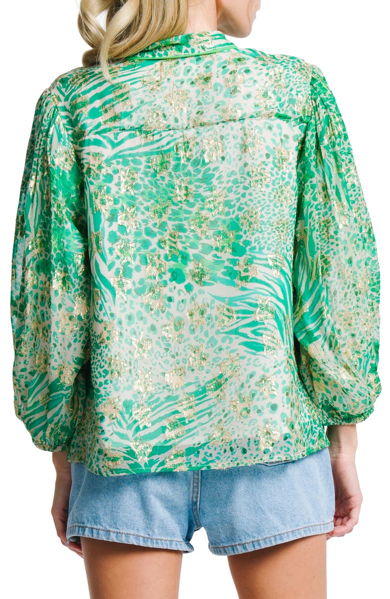 CIEBON Bari Metallic Star Top, Alternate, color, Green Multi