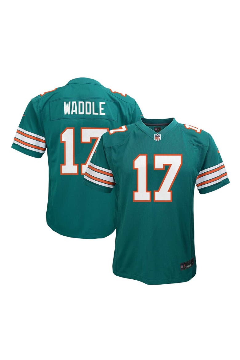 Youth Nike Jaylen Waddle Aqua Miami Dolphins Alternate Player Game Jersey, Main, color, Aqua