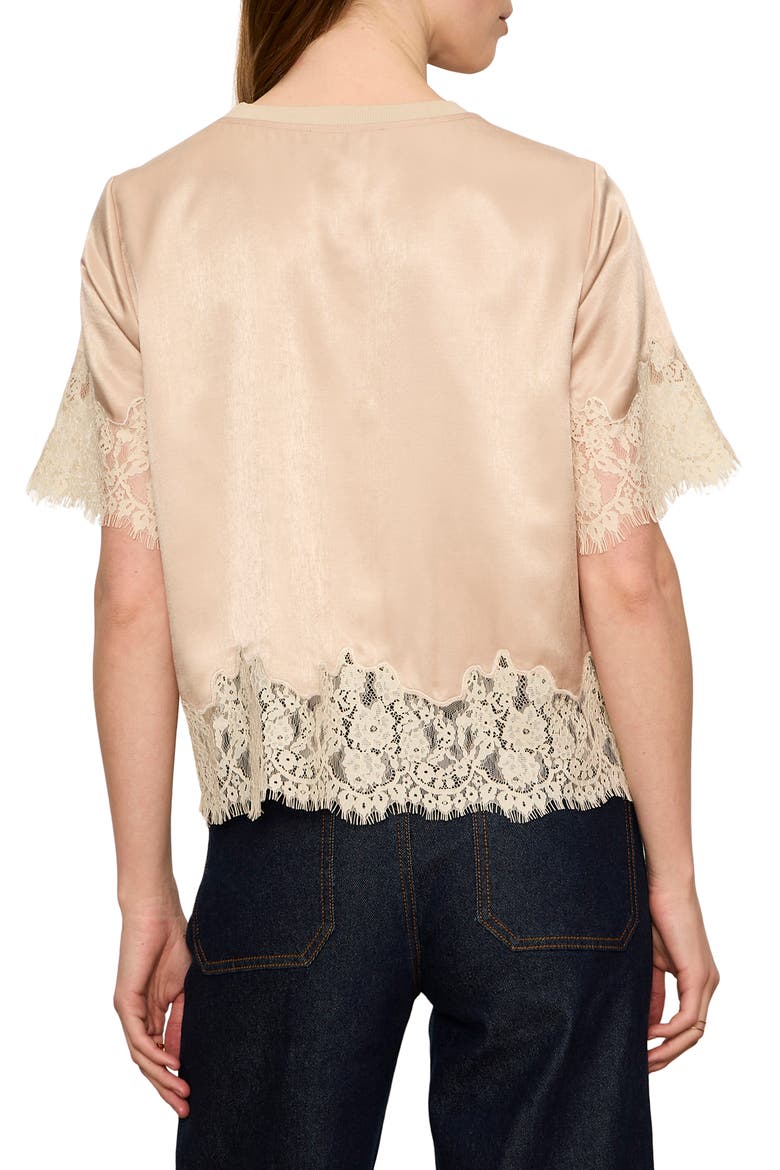 One of a Kind Satin & Lace Top, Alternate, color, HAZELNUT BROWN