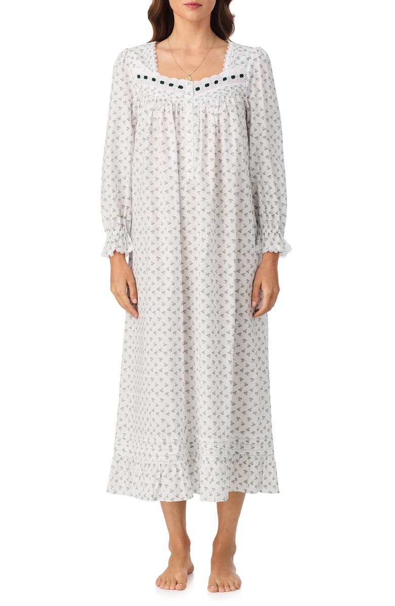 Eileen West Vintage Print Ballet Nightgown, Main, color, White/ Print