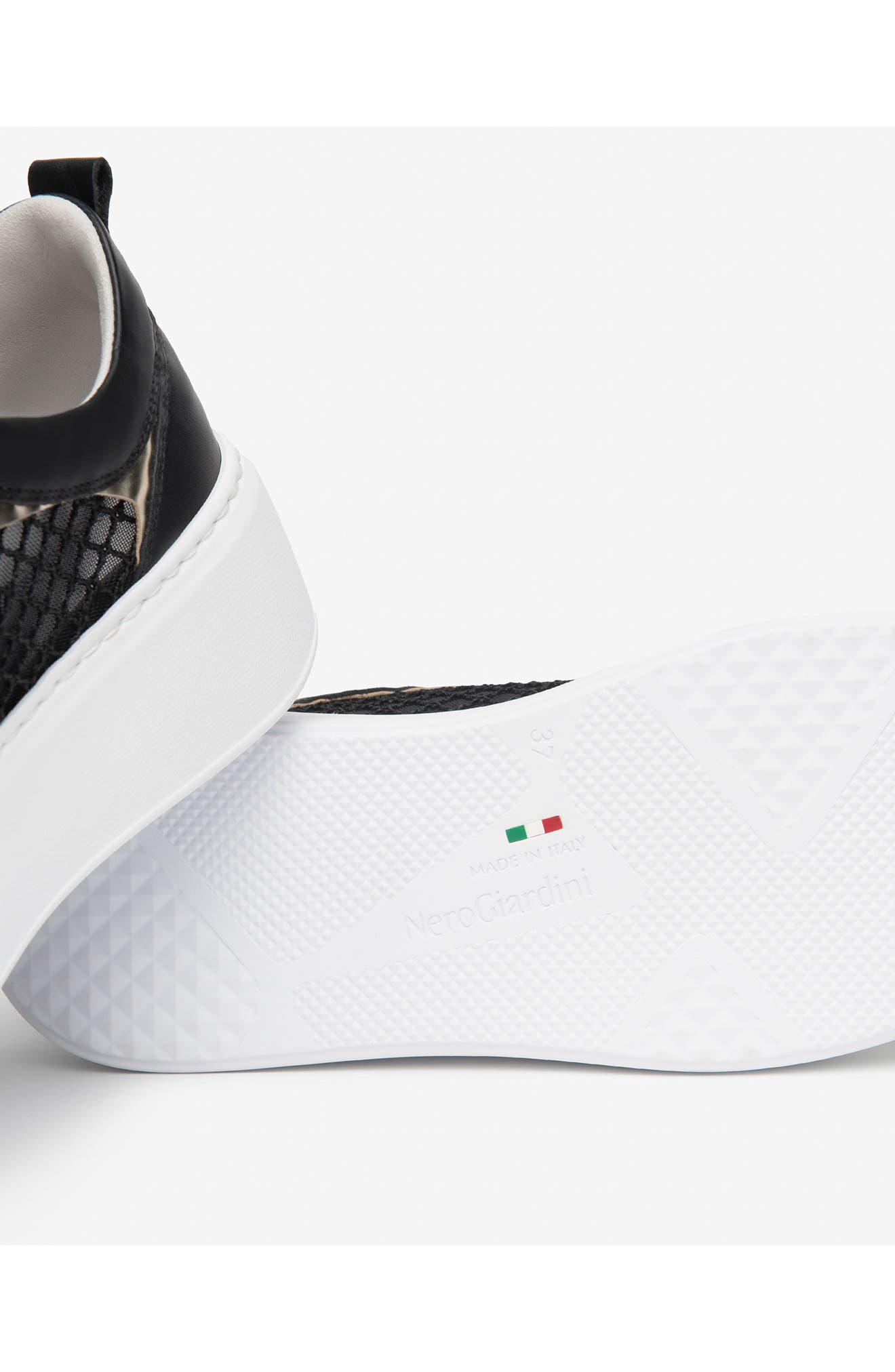 NeroGiardini Mesh Platform Sneaker, Alternate, color, Black