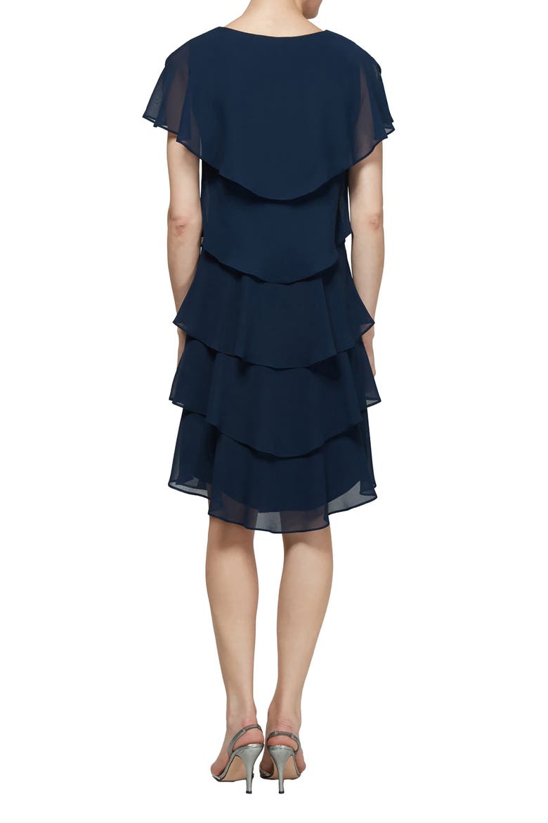 Georgette Ruffle Tiered Dress, Alternate, color, NAVY