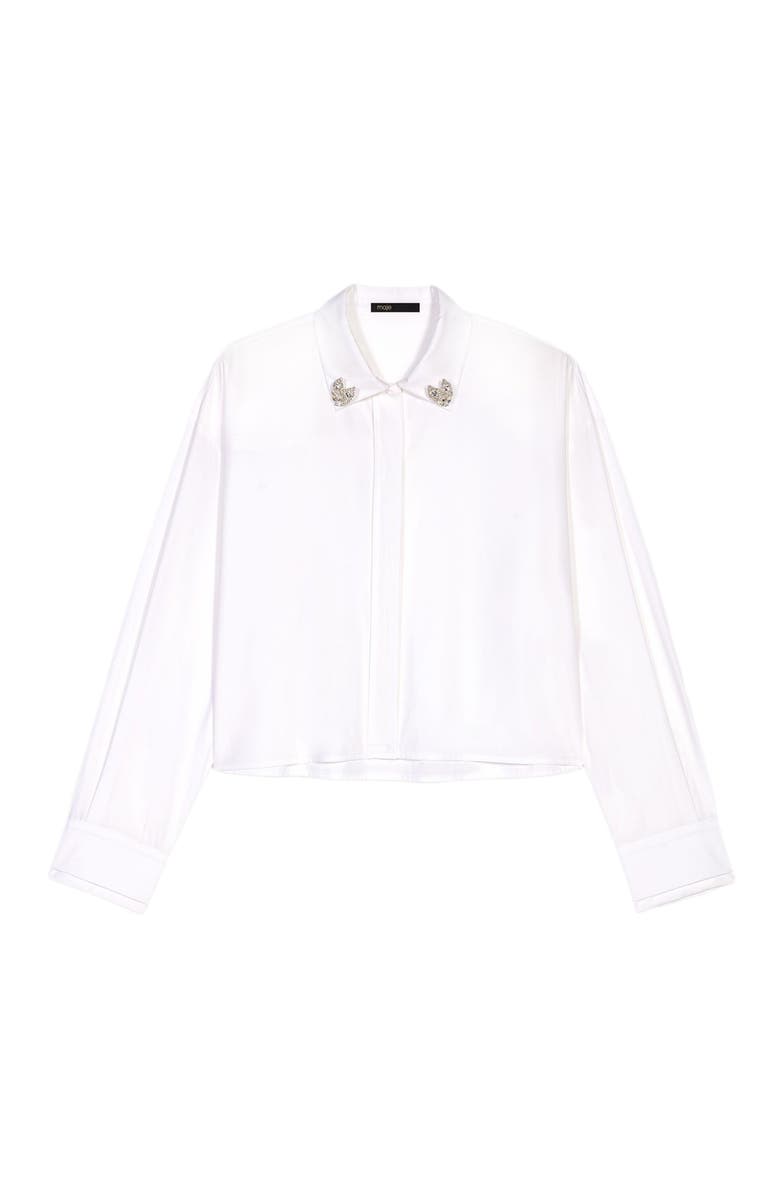 maje Cropped shirt with jewel detail, Alternate, color, White