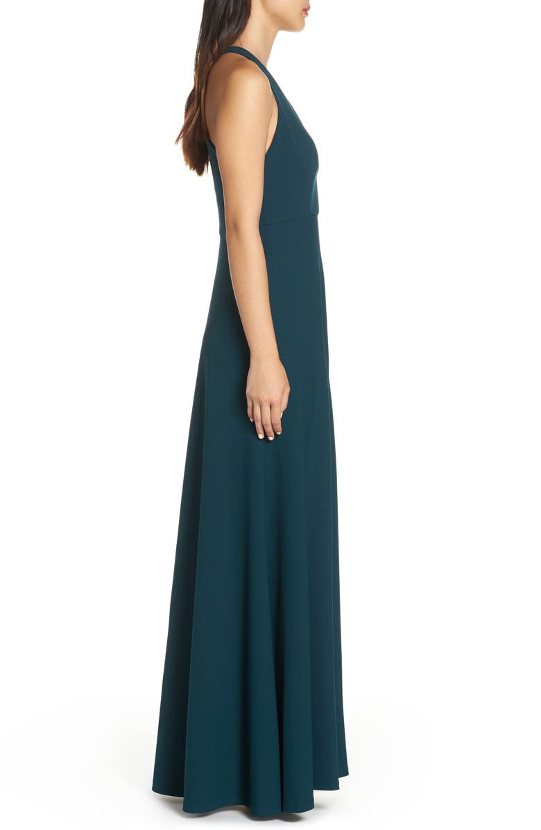 Jenny Yoo Margot V-Neck Knit Crepe Gown, Alternate, color, 