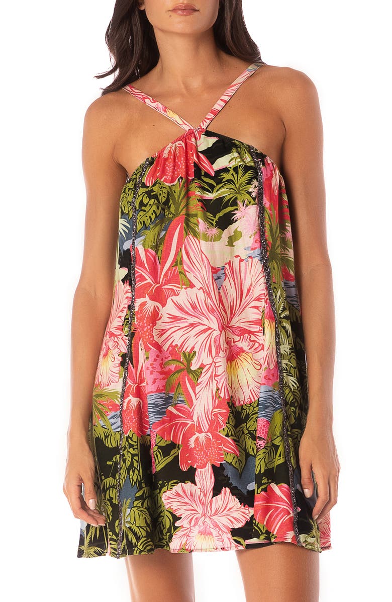 Maaji Lusine Trapeze Cover-Up Sundress, Alternate, color, Open Green