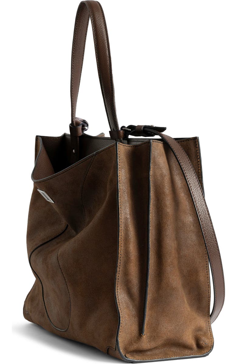 Zadig & Voltaire Jack Suede & Leather Shoulder Bag, Alternate, color, Wood
