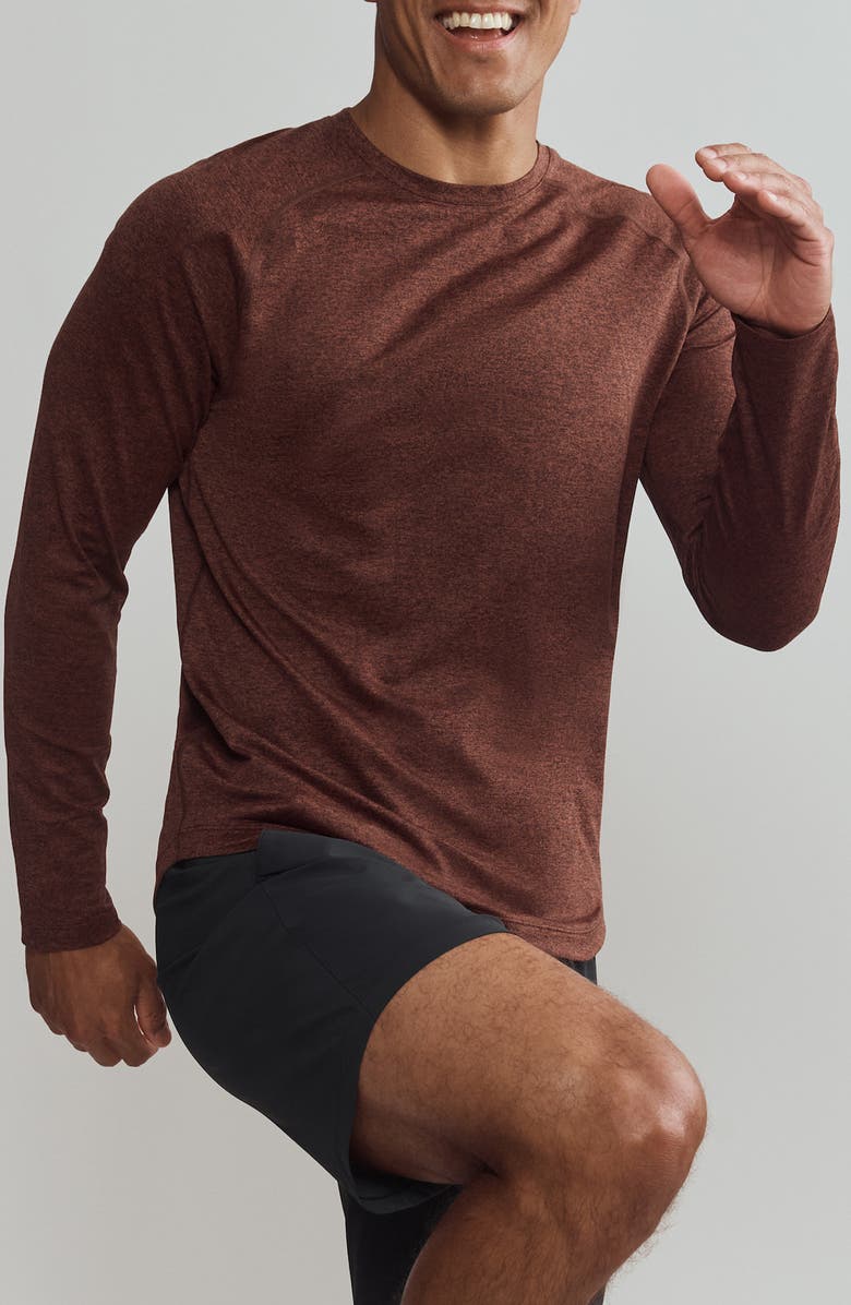 Rhone Atmosphere Long Sleeve Performance T-Shirt, Alternate, color, Cinnamon Heather