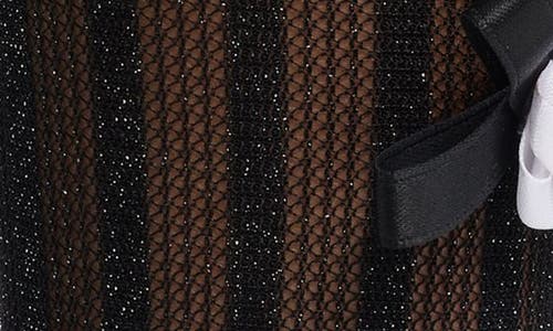 Stems Spencer Rose Stripe Mesh Crew Socks In Black