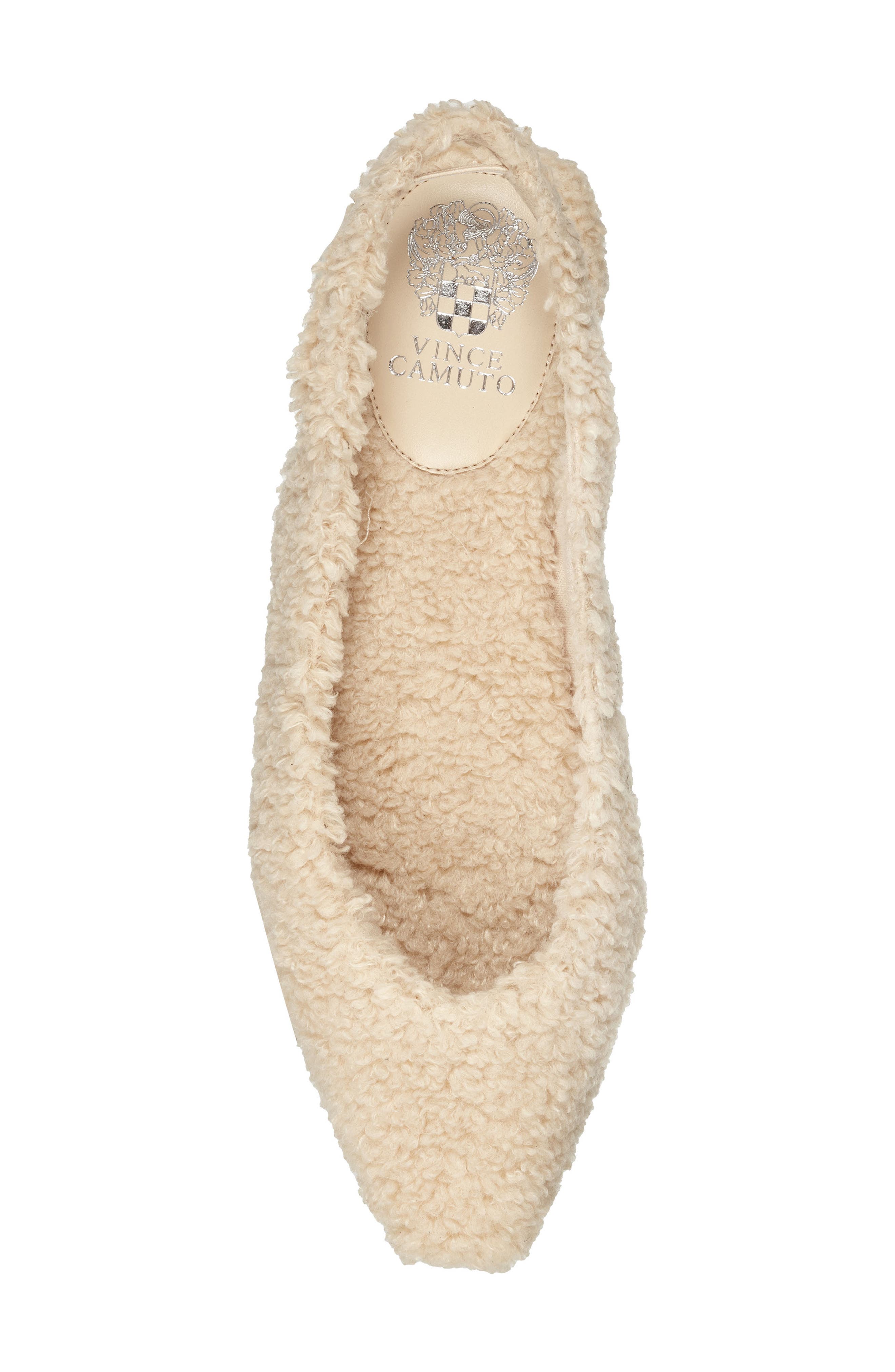 Presnue Faux Shearling Slingback Flat, Alternate, color, NATURAL