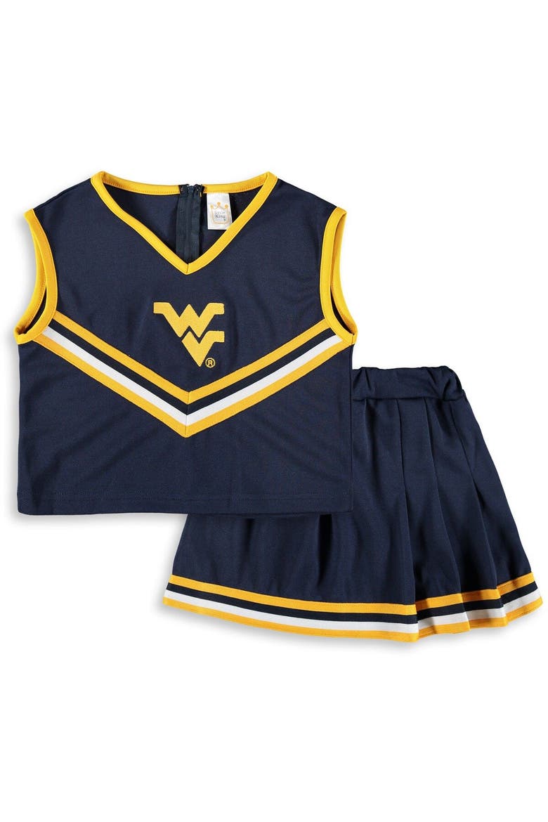 Girls Youth Navy West Virginia Mountaineers Two-Piece Cheer Set, Main, color, Navy