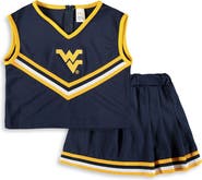LITTLE KING Girls Youth Navy West Virginia Mountaineers Two-Piece Cheer Set