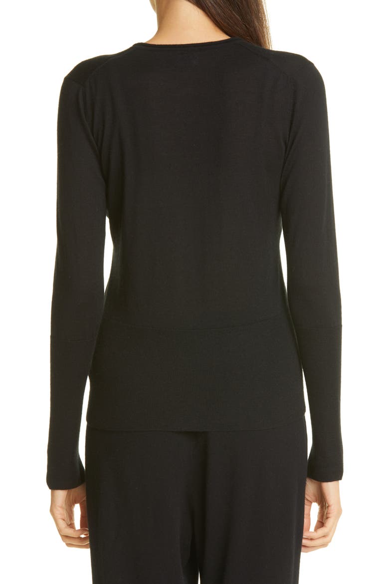 Fitted Cashmere Crewneck Sweater, Alternate, color, BLACK