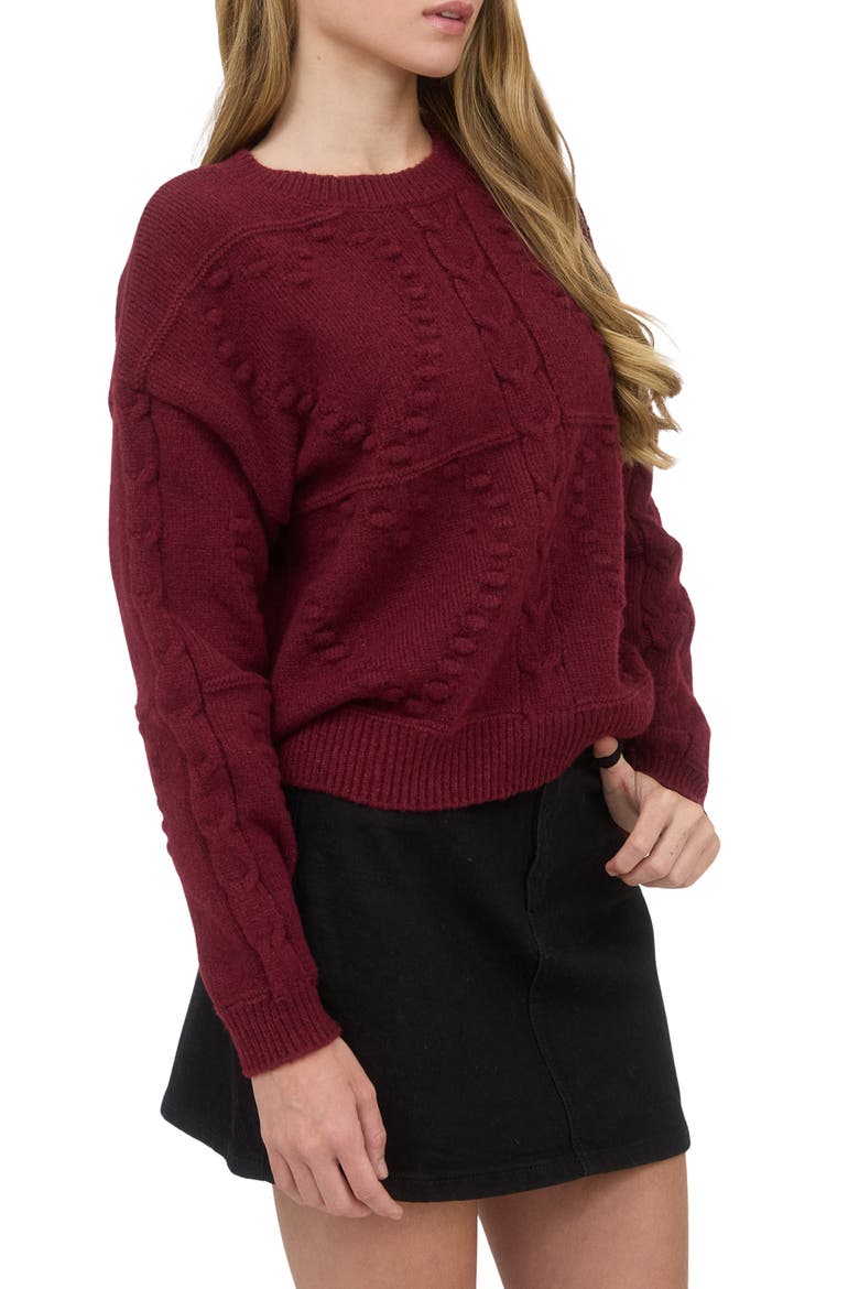 Pompom Sweater, Alternate, color, BURGUNDY