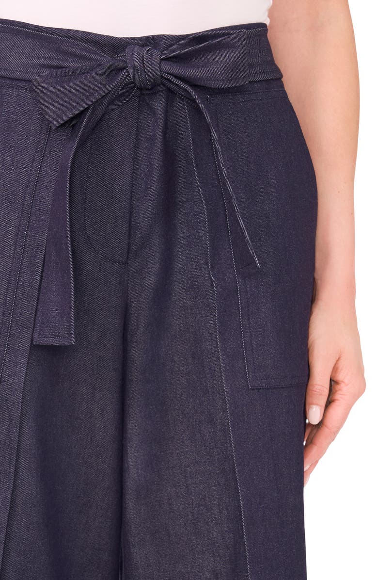 CeCe Tie Waist Wide Leg Jeans, Alternate, color, Classic Navy