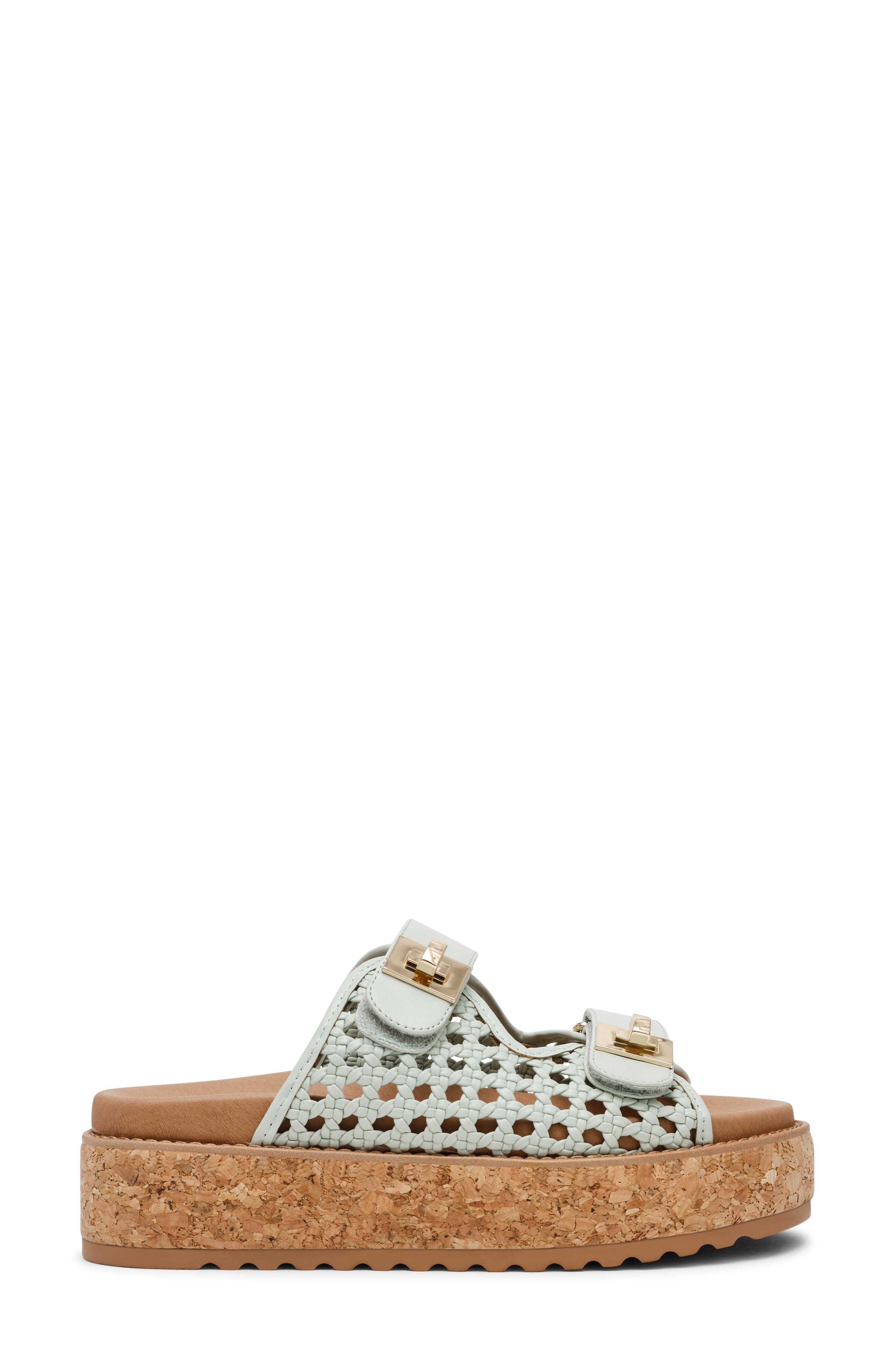 Bigschmona Platform Slide Sandal, Alternate, color, MINT RAFFIA