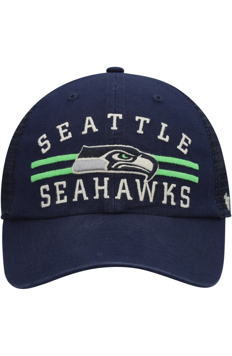 '47 Men's '47 College Navy Seattle Seahawks Highpoint Trucker Clean Up Snapback Hat, Alternate, color,