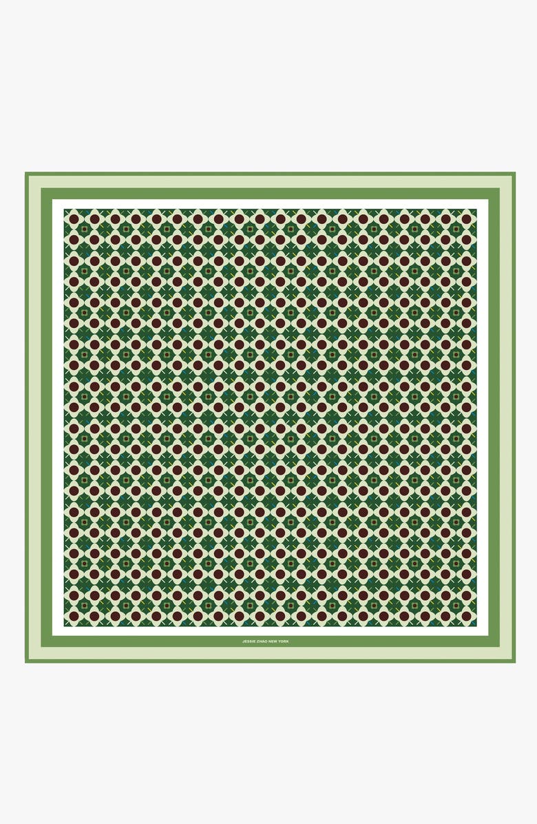 Jessie Zhao New York Double Sided Wool Silk Scarf Of Polka Dot Bloom, Alternate, color, Brown