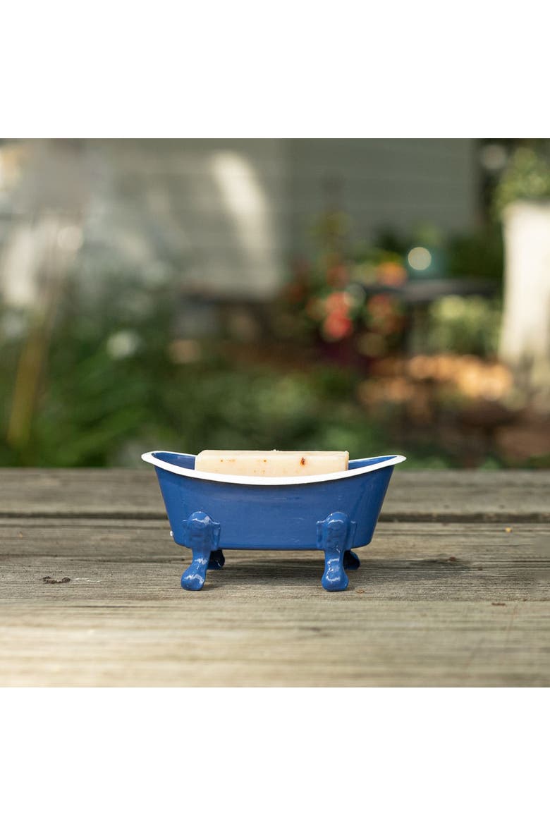 Blue Enamel Bathtub Soap Dish Planter Metal, Alternate, color, Blue