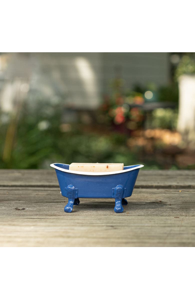 Foreside Home and Garden Blue Enamel Bathtub Soap Dish Planter Metal, Alternate, color, Blue