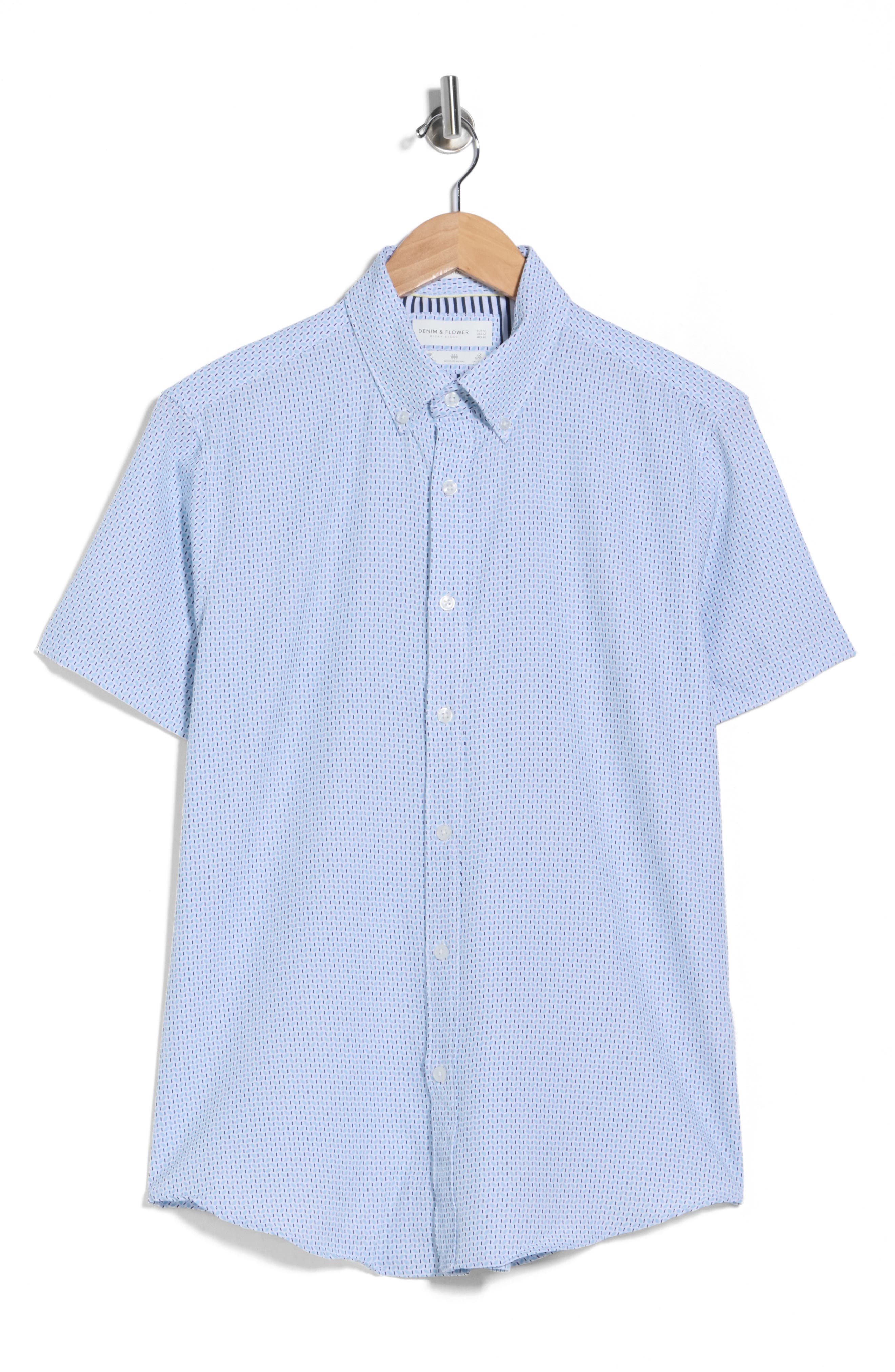 DENIM AND FLOWER Geometric Print Button-Up Shirt