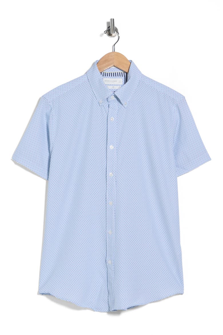Geometric Print Button-Up Shirt, Alternate, color, WHITE
