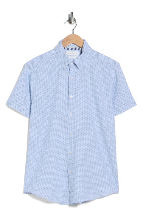 Geometric Print Button-Up Shirt