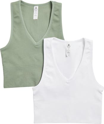 Seamless V-Neck Rib Crop Tank