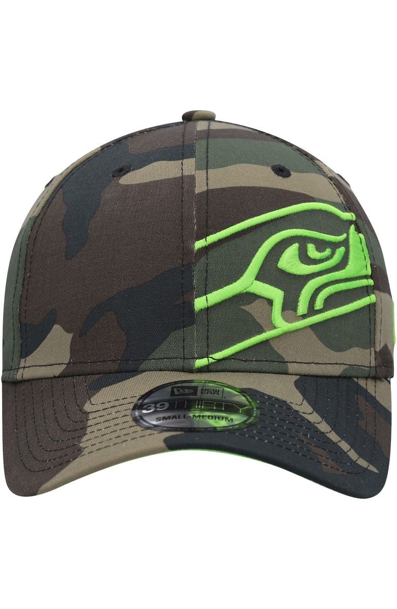 New Era Men's New Era Camo Seattle Seahawks  Punched Out 39THIRTY Flex Hat, Alternate, color, 