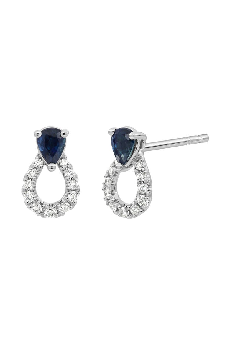 El Mar Diamond & Sapphire Stud Earrings (Nordstrom Exclusive), Main, color, 18K WHITE GOLD