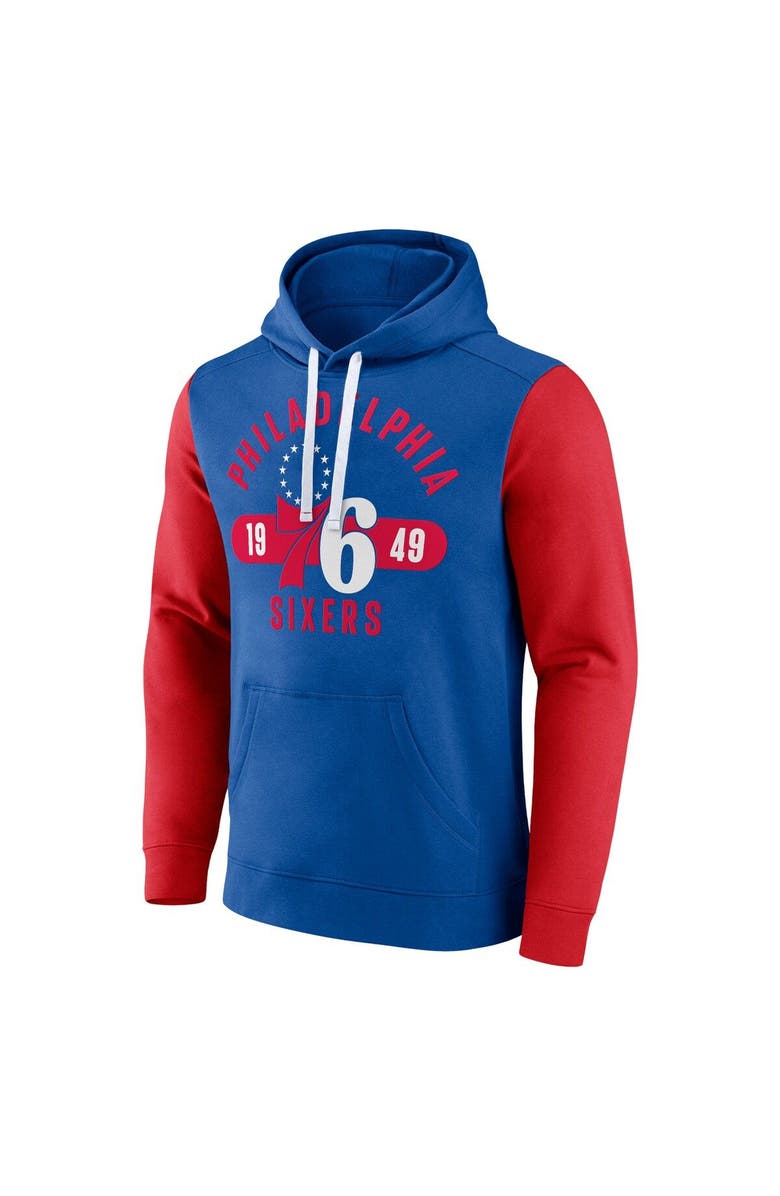 FANATICS Men's Fanatics Branded Royal/Red Philadelphia 76ers Big & Tall Bold Attack Pullover Hoodie, Alternate, color, Royal
